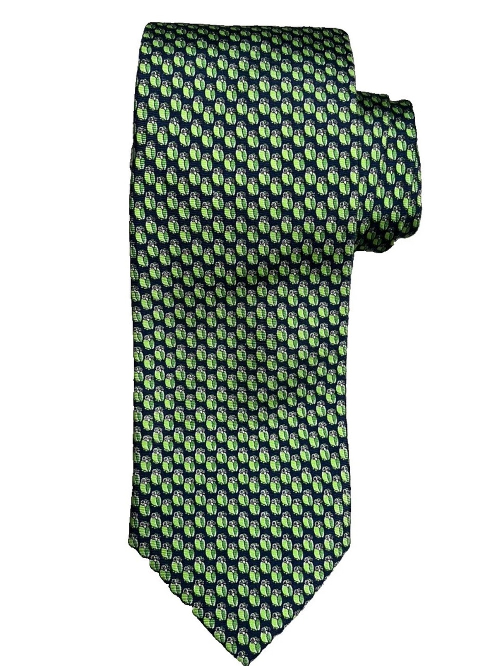 Jos A. Bank Executive Collection Tie Green Owl Novelty Print 100% Silk Necktie